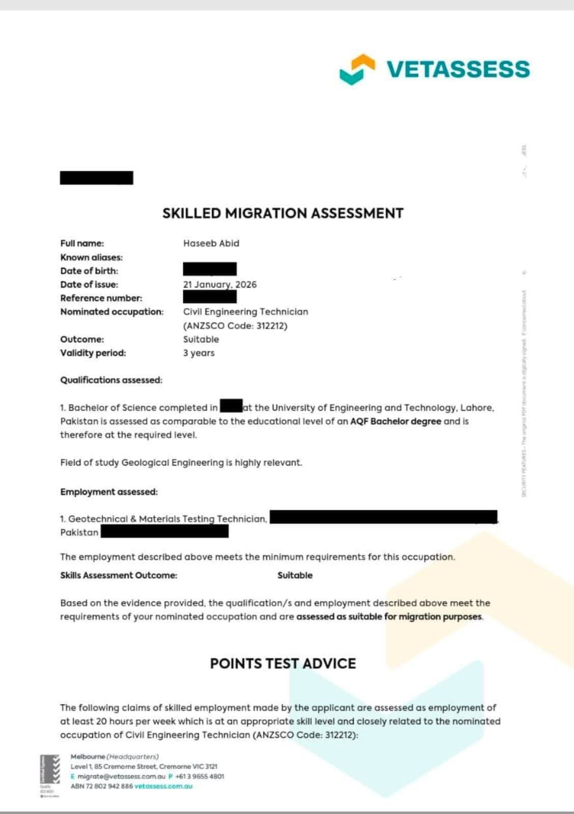Civil Engineer CDR Sample